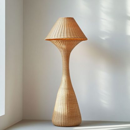 Wabi-sabi style rattan floor lamp, a retro designer art lighting fixture for living room, bedroom, study, homestay and tea room - Image 9