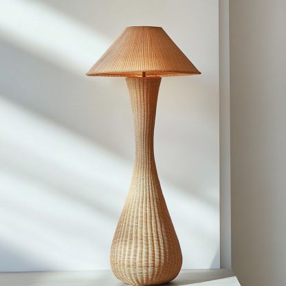 Wabi-sabi style rattan floor lamp, a retro designer art lighting fixture for living room, bedroom, study, homestay and tea room - Image 8