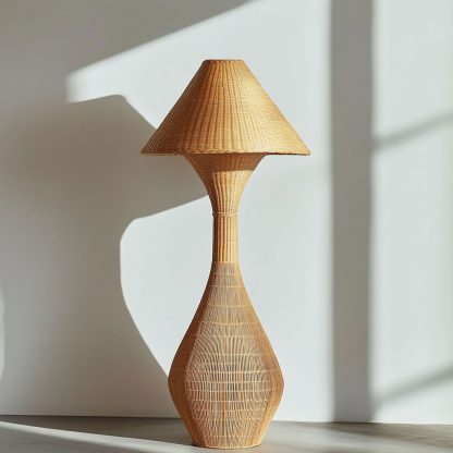 Wabi-sabi style rattan floor lamp, a retro designer art lighting fixture for living room, bedroom, study, homestay and tea room - Image 7