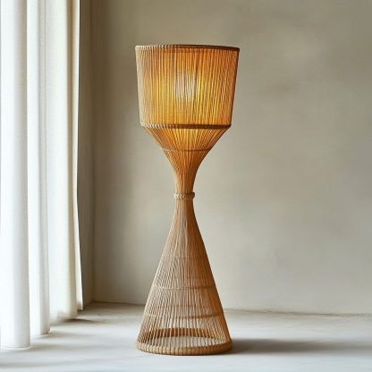 Wabi-sabi style rattan floor lamp, a retro designer art lighting fixture for living room, bedroom, study, homestay and tea room - Image 9