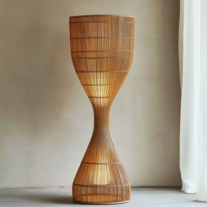 Wabi-sabi style rattan floor lamp, a retro designer art lighting fixture for living room, bedroom, study, homestay and tea room - Image 8