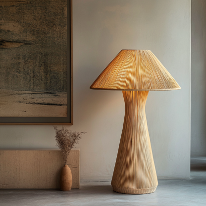 Wabi-sabi style rattan floor lamp for living room, bedroom, study, homestay and tea room, a retro designer artistic lighting fixture - Image 9