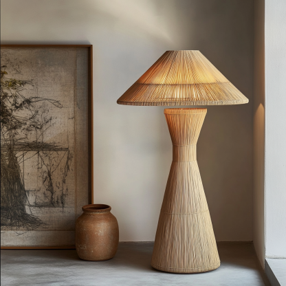 Wabi-sabi style rattan floor lamp for living room, bedroom, study, homestay and tea room, a retro designer artistic lighting fixture - Image 8