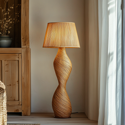Wabi-sabi style rattan floor lamp for living room, bedroom, study, homestay and tea room, a retro designer artistic lighting fixture - Image 9