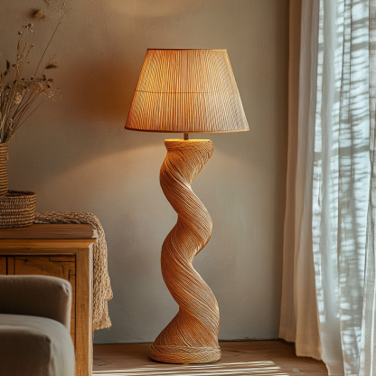 Wabi-sabi style rattan floor lamp for living room, bedroom, study, homestay and tea room, a retro designer artistic lighting fixture - Image 7
