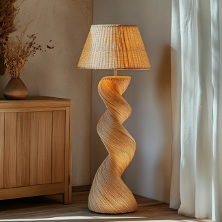 Wabi-sabi style rattan floor lamp for living room, bedroom, study, homestay and tea room, a retro designer artistic lighting fixture