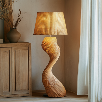 Wabi-sabi style rattan floor lamp for living room, bedroom, study, homestay and tea room, a retro designer artistic lighting fixture - Image 4
