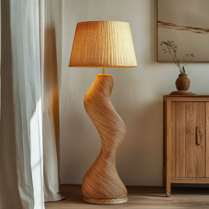 Wabi-sabi style rattan floor lamp for living room, bedroom, study, homestay and tea room, a retro designer artistic lighting fixture - Image 2