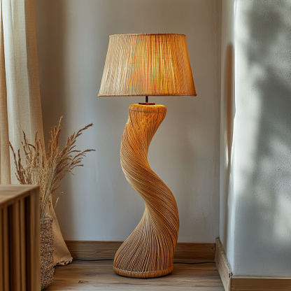 Wabi-sabi style rattan floor lamp for living room, bedroom, study, homestay and tea room, a retro designer artistic lighting fixture - Image 4