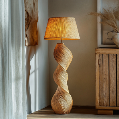 Wabi-sabi style rattan floor lamp for living room, bedroom, study, homestay and tea room, a retro designer artistic lighting fixture - Image 3