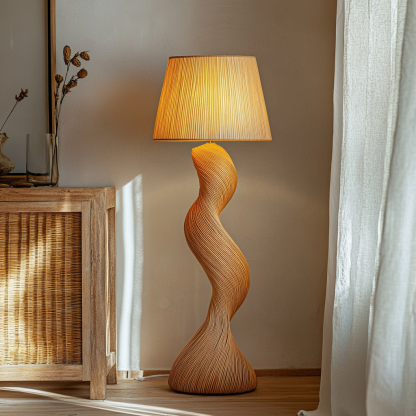 Wabi-sabi style rattan floor lamp for living room, bedroom, study, homestay and tea room, a retro designer artistic lighting fixture - Image 2