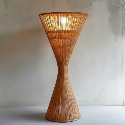 Wabi-sabi style rattan floor lamp, a retro designer art lighting fixture for living room, bedroom, study, homestay and tea room - Image 8