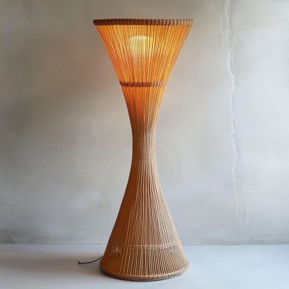 Wabi-sabi style rattan floor lamp, a retro designer art lighting fixture for living room, bedroom, study, homestay and tea room - Image 6