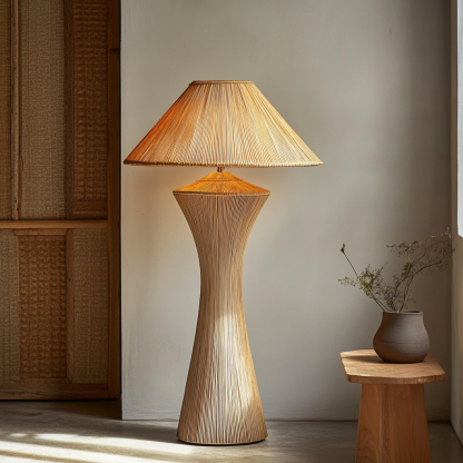 Wabi-sabi style rattan floor lamp for living room, bedroom, study, homestay and tea room, a retro designer artistic lighting fixture - Image 5