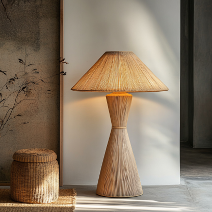 Wabi-sabi style rattan floor lamp for living room, bedroom, study, homestay and tea room, a retro designer artistic lighting fixture - Image 4