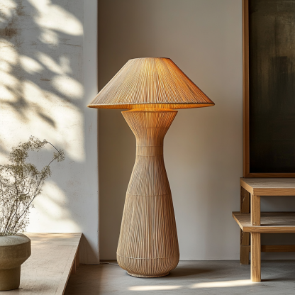 Wabi-sabi style rattan floor lamp for living room, bedroom, study, homestay and tea room, a retro designer artistic lighting fixture - Image 3