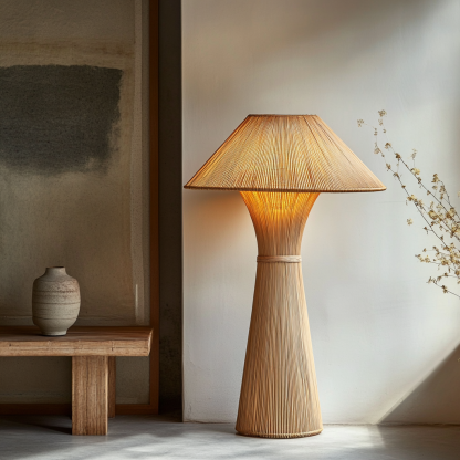 Wabi-sabi style rattan floor lamp for living room, bedroom, study, homestay and tea room, a retro designer artistic lighting fixture - Image 9