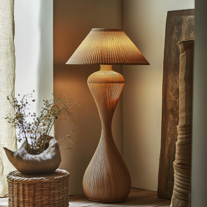 Wabi-sabi style rattan floor lamp for living room, bedroom, study, homestay and tea room, a retro designer artistic lighting fixture - Image 3