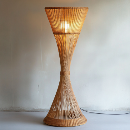 Wabi-sabi style rattan floor lamp for living room, bedroom, study, homestay and tea room, a retro designer artistic lighting fixture - Image 3