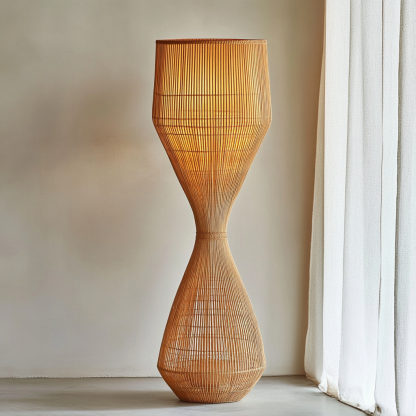 Wabi-sabi style rattan floor lamp for living room, bedroom, study, homestay and tea room, a retro designer artistic lighting fixture - Image 3