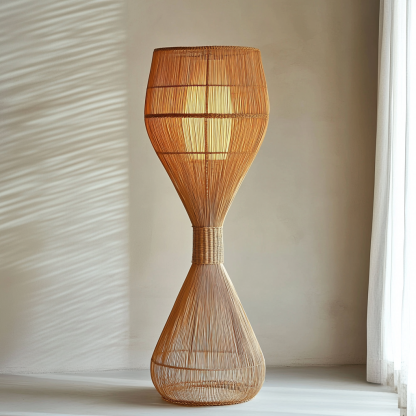 Wabi-sabi style rattan floor lamp for living room, bedroom, study, homestay and tea room, a retro designer artistic lighting fixture - Image 2