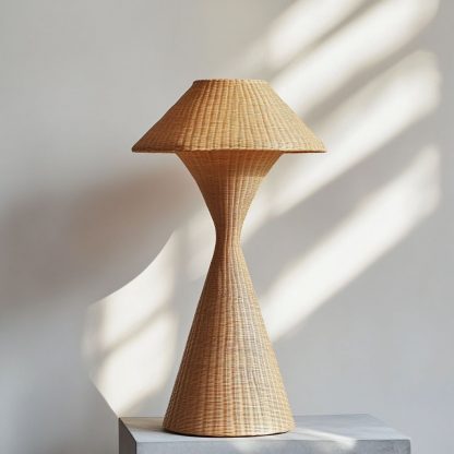 Wabi-sabi style rattan floor lamp, a retro designer art lighting fixture for living room, bedroom, study, homestay and tea room - Image 5