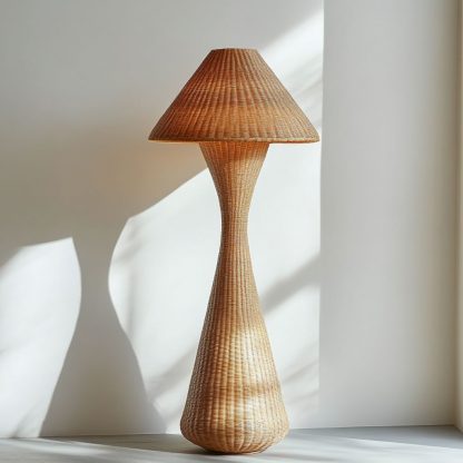 Wabi-sabi style rattan floor lamp, a retro designer art lighting fixture for living room, bedroom, study, homestay and tea room - Image 4