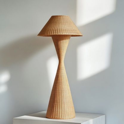 Wabi-sabi style rattan floor lamp, a retro designer art lighting fixture for living room, bedroom, study, homestay and tea room - Image 3