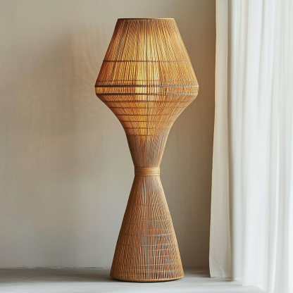 Wabi-sabi style rattan floor lamp for living room, bedroom, study, homestay and tea room, a retro designer artistic lighting fixture - Image 9