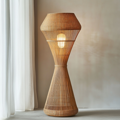 Wabi-sabi style rattan floor lamp for living room, bedroom, study, homestay and tea room, a retro designer artistic lighting fixture - Image 8