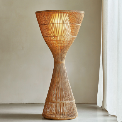 Wabi-sabi style rattan floor lamp for living room, bedroom, study, homestay and tea room, a retro designer artistic lighting fixture - Image 5