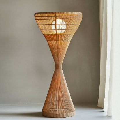 Wabi-sabi style rattan floor lamp for living room, bedroom, study, homestay and tea room, a retro designer artistic lighting fixture - Image 4