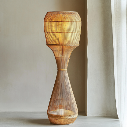 Wabi-sabi style rattan floor lamp for living room, bedroom, study, homestay and tea room, a retro designer artistic lighting fixture - Image 3