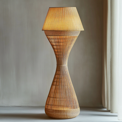 Wabi-sabi style rattan floor lamp for living room, bedroom, study, homestay and tea room, a retro designer artistic lighting fixture - Image 2
