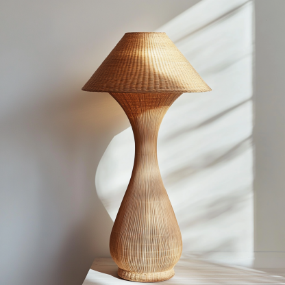 Wabi-sabi style rattan floor lamp for living room, bedroom, study, homestay and tea room, a retro designer artistic lighting fixture - Image 5