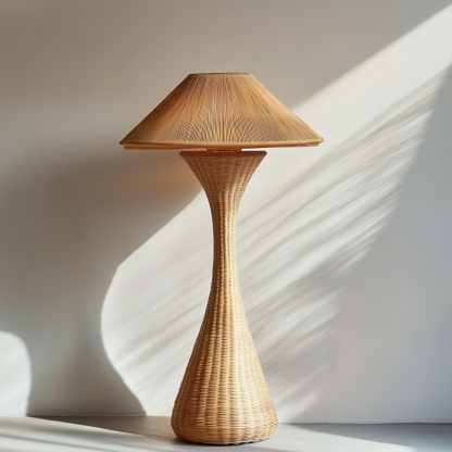 Wabi-sabi style rattan floor lamp for living room, bedroom, study, homestay and tea room, a retro designer artistic lighting fixture - Image 2