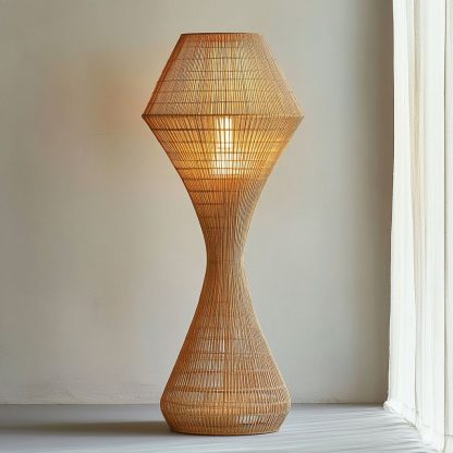 Wabi-sabi style rattan floor lamp, a retro designer art lighting fixture for living room, bedroom, study, homestay and tea room - Image 4