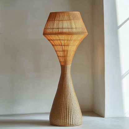 Wabi-sabi style rattan floor lamp, a retro designer art lighting fixture for living room, bedroom, study, homestay and tea room - Image 3