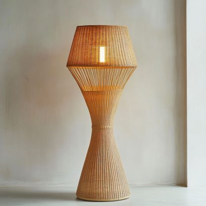 Wabi-sabi style rattan floor lamp, a retro designer art lighting fixture for living room, bedroom, study, homestay and tea room - Image 2