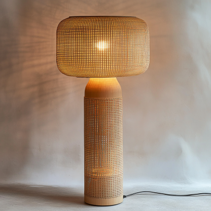 Wabi-sabi style rattan floor lamp for living room, bedroom, study, homestay and tea room, a retro designer artistic lighting fixture - Image 5