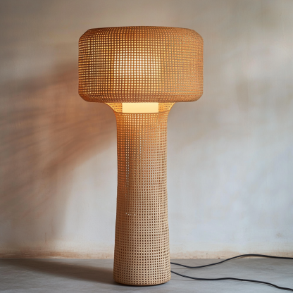 Wabi-sabi style rattan floor lamp for living room, bedroom, study, homestay and tea room, a retro designer artistic lighting fixture - Image 4